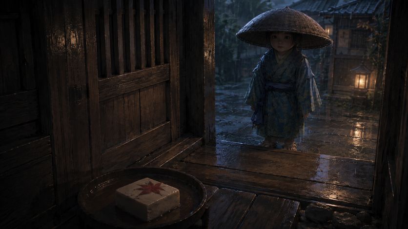 豆腐小僧|雨の豆腐